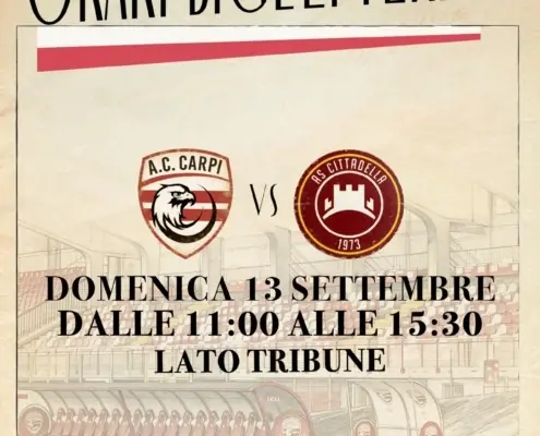 Domenica di fuoco al Cabassi: il Carpi sfida il Cittadella, biglietti già in prevendita