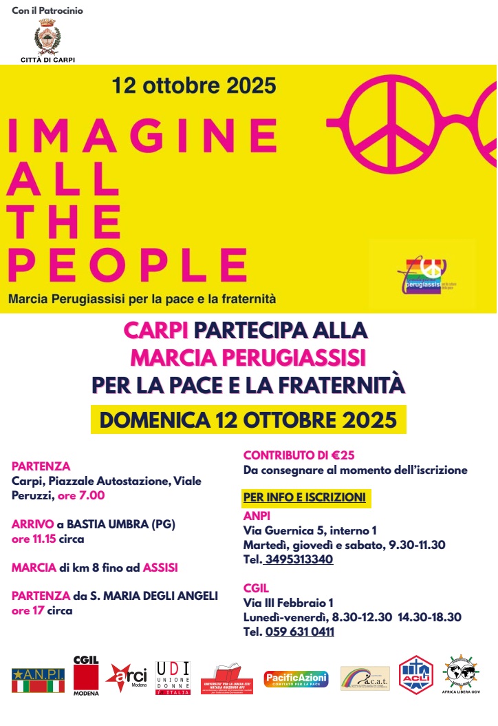 Carpi si mobilita per la pace: pullman organizzati per la Marcia Perugia-Assisi