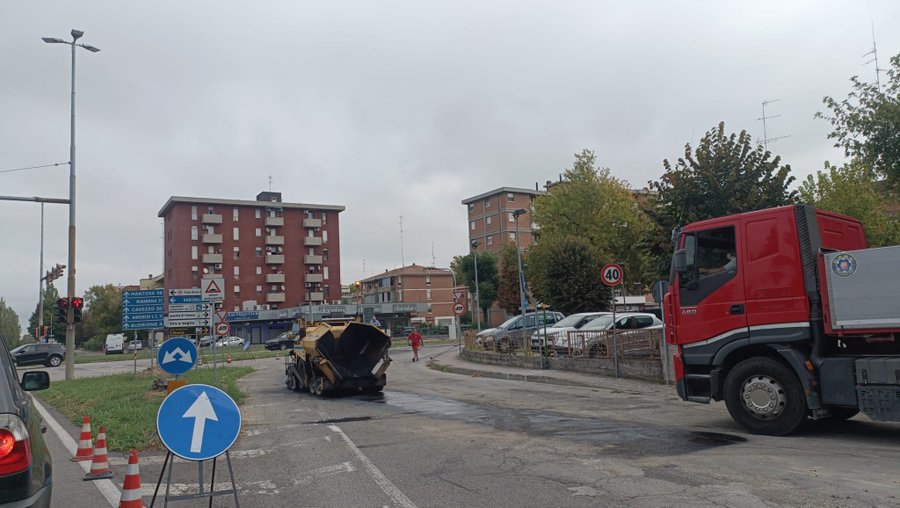 Chiusura dello svincolo est verso il centro di Carpi per lavori di asfaltatura
