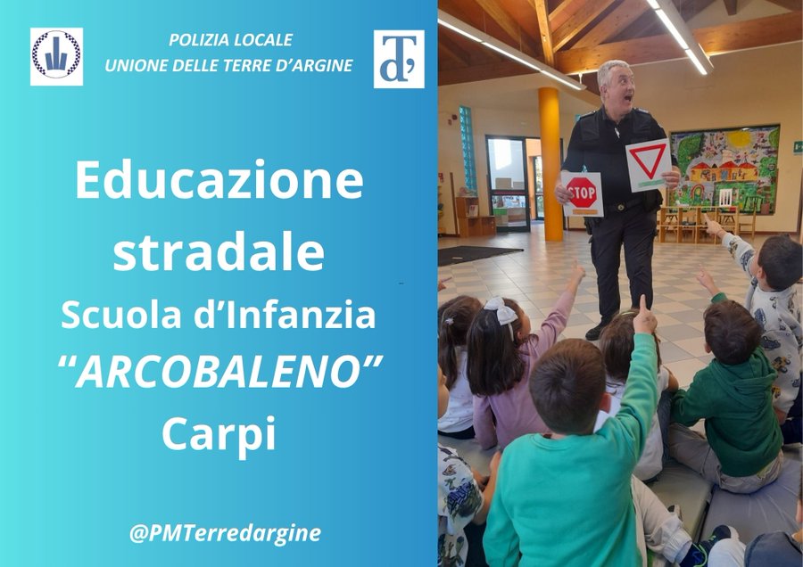 La Polizia Locale in visita alla Scuola dell'Infanzia Arcobaleno: educazione stradale per i più piccoli