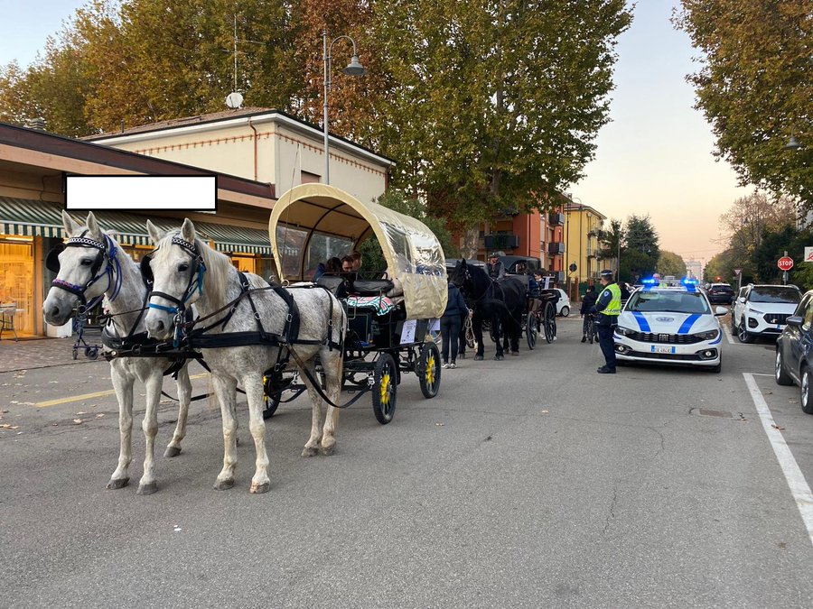 La Polizia Locale scorta le carrozze del Paradriving: da Novi verso Fieracavalli