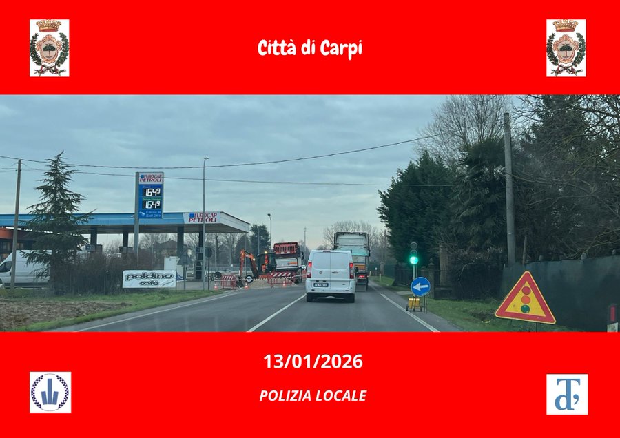 Lavori idrici in corso: senso unico alternato in Traversa San Giorgio a Carpi