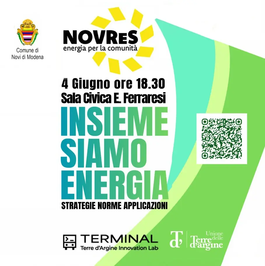 A Novi di Modena l'energia si fa comunità: il 4 giugno si presenta NOVRES, la CER che punta sui giovani e sul futuro