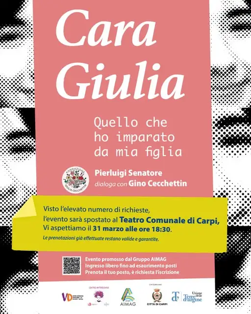 Incontro con Gino Cecchettin trasferito al Teatro Comunale di Carpi per la grande affluenza