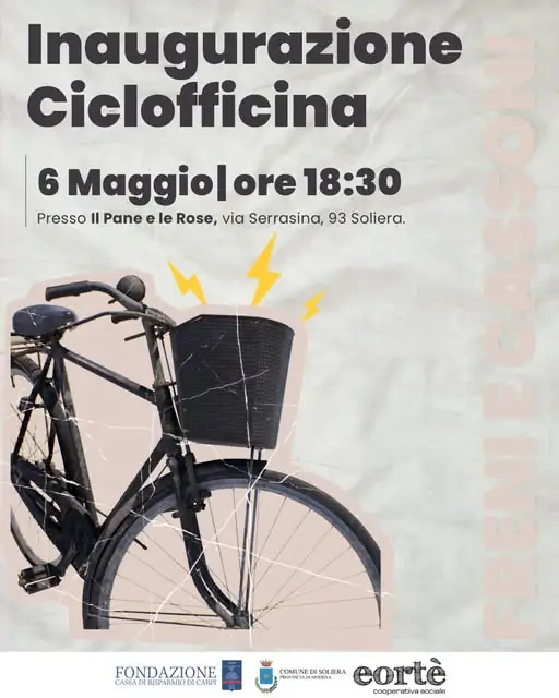 Nasce la Ciclofficina sociale a Soliera: inaugurazione martedì 6 maggio