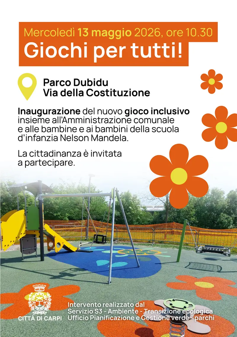 A Cibeno nasce il parco per tutti: area giochi inclusiva al Dubidu di via della Costituzione