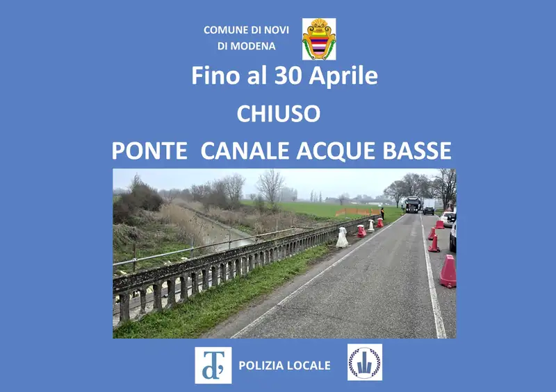 Ponte Acque Basse chiuso fino al 30 aprile: proroga dei lavori sulla SP8