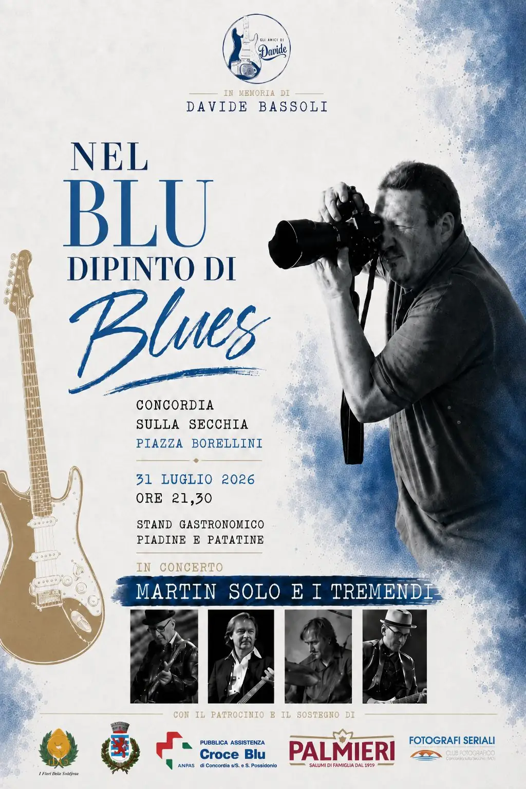 Blues, fotografia e memoria: Concordia si ferma per ricordare Davide Bassoli
