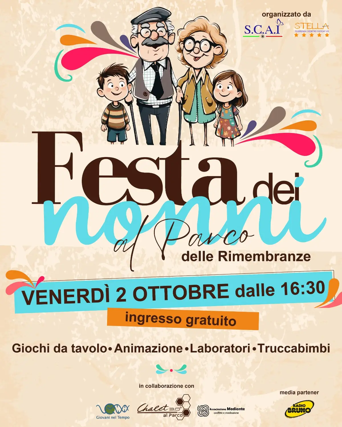 Nonni e nipoti si danno appuntamento al Parco delle Rimembranze
