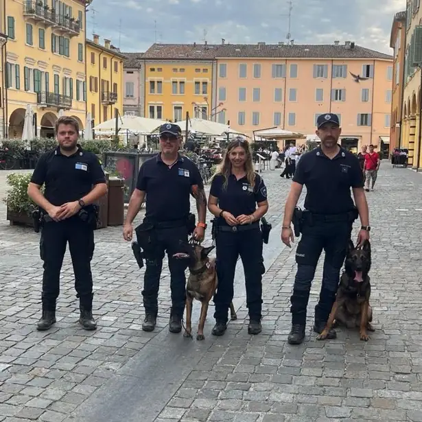 Cani antidroga e agenti in campo: stanotte la Polizia Locale presidia i parchi e il centro storico di Carpi